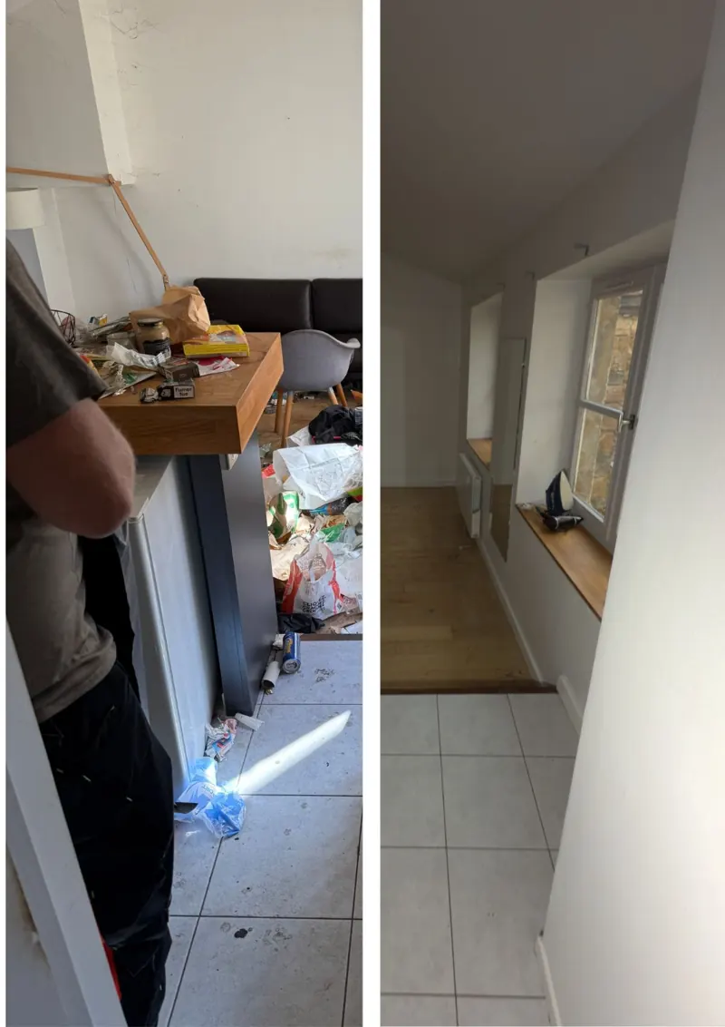Avant et après le nettoyage d'une entrée