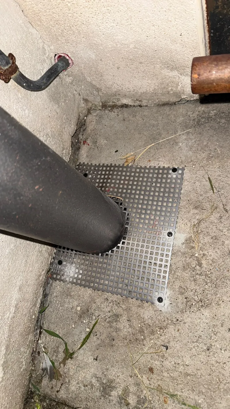 Grille posée sur un passage de rongeurs